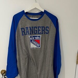 New York Rangers Gray and Blue Long Sleeve Shirt
